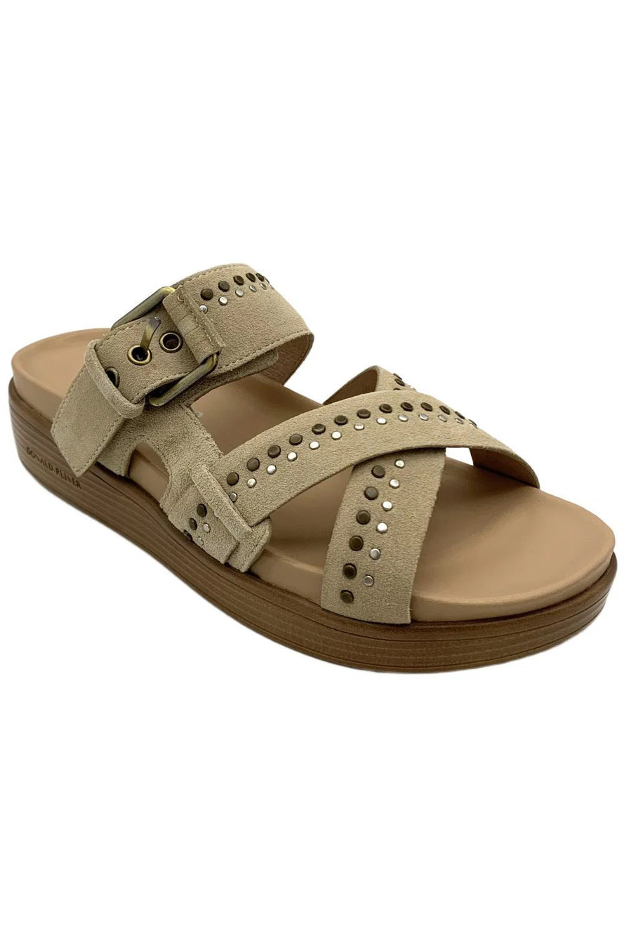 Donald Pliner Women's Faraz Studded Slip-On Sandals Sand Suede - Medium